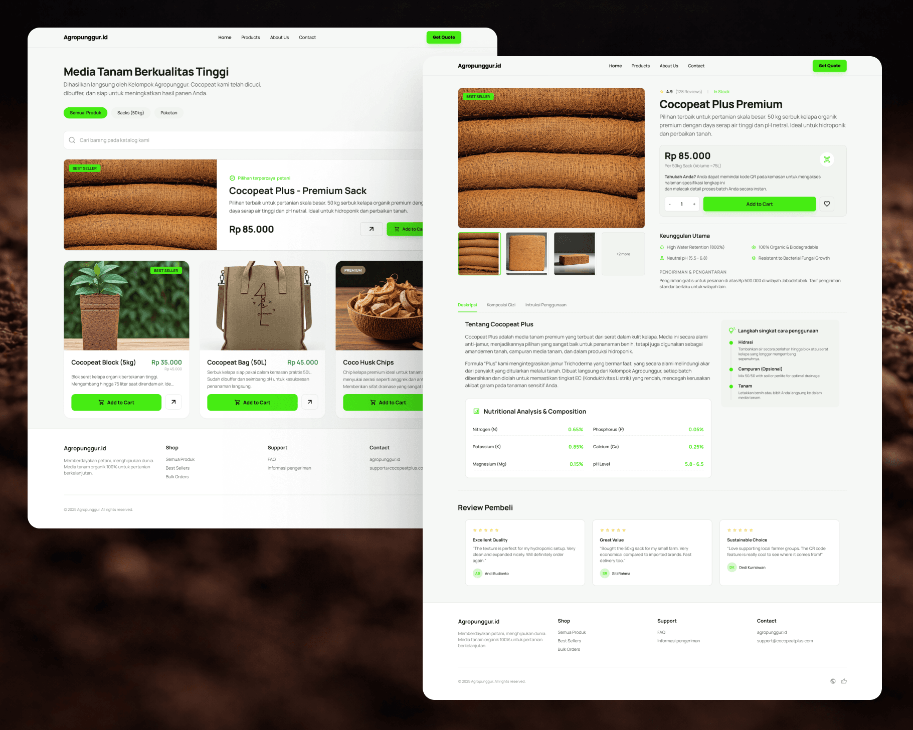 Agropunggur cocopeat product benefit section preview