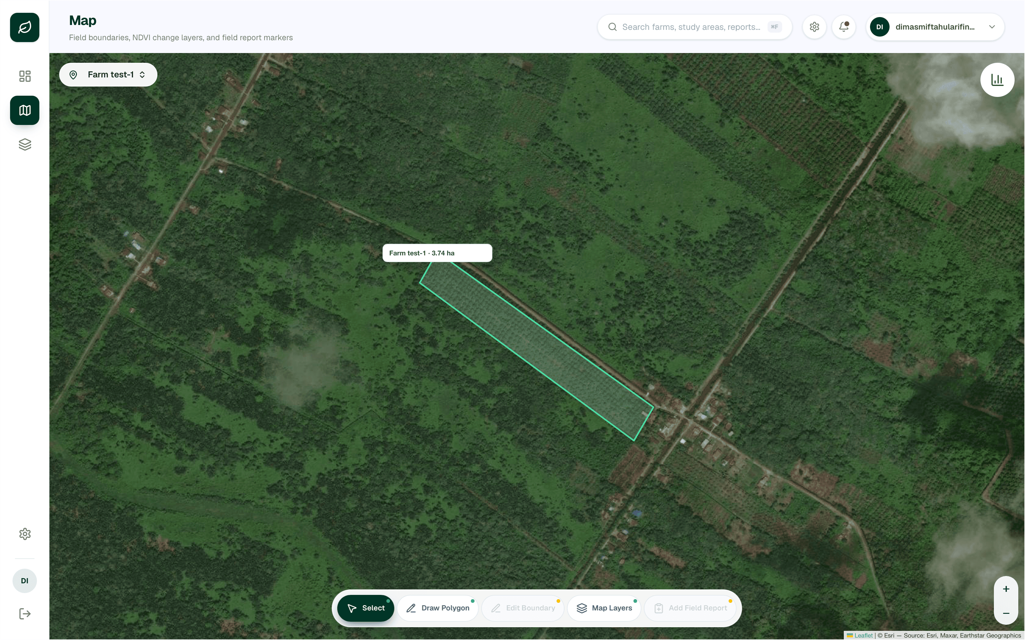 ElaeisSense geospatial monitoring dashboard preview
