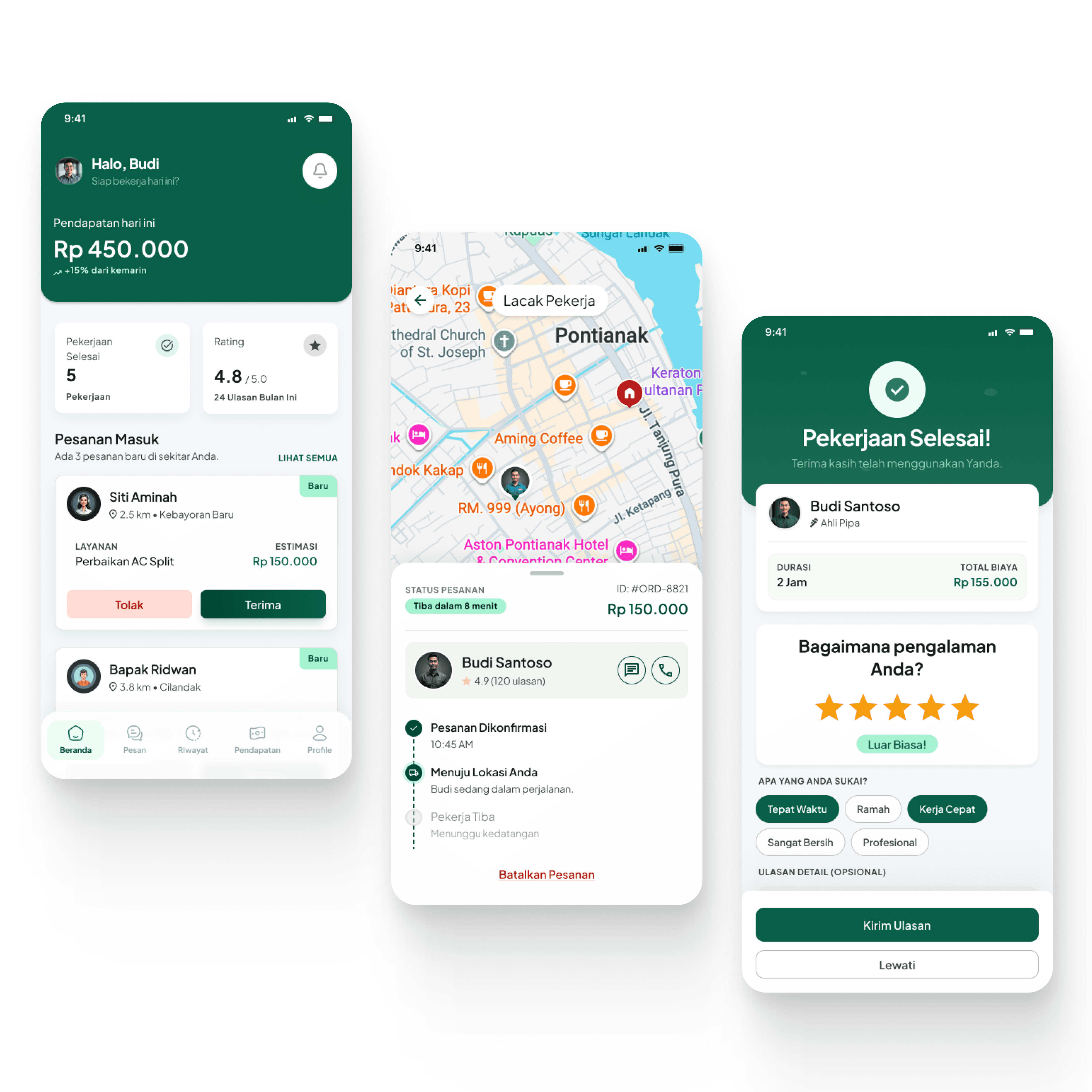Yanda service marketplace mobile interface preview